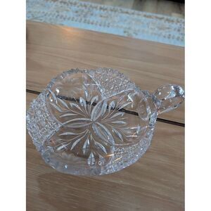 Vtg Candy‎ Dish Handle 6" Clear Cut Glass